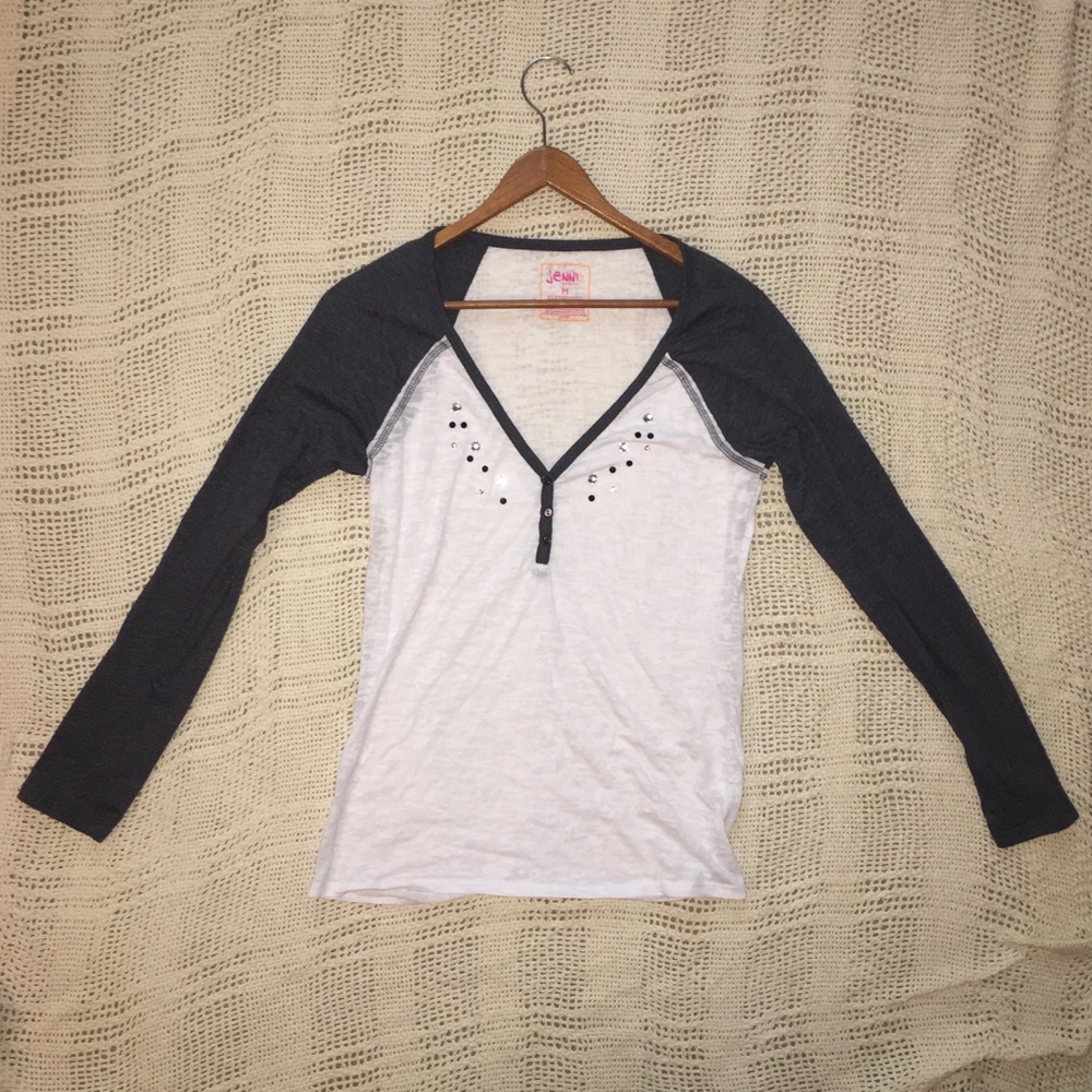 Jewel, Two-Tone Color Long Sleeve Shirt